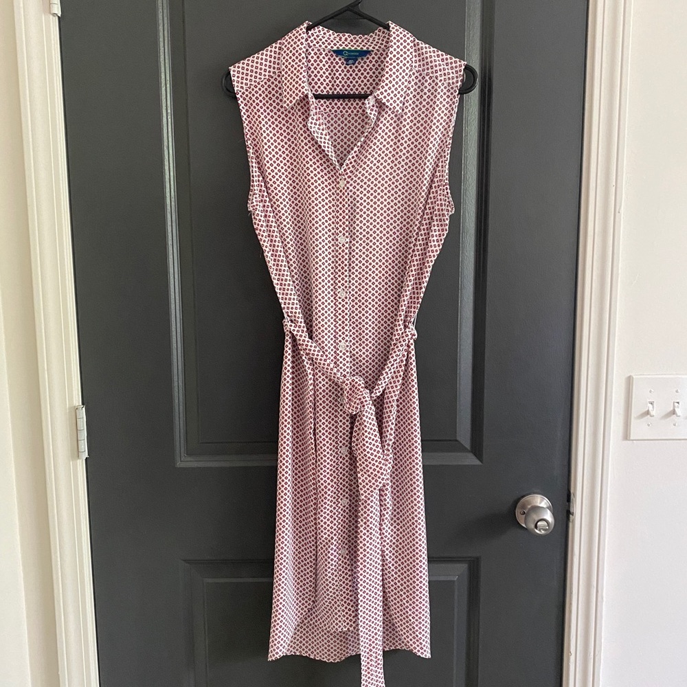 C. Wonder Lapel Button Up Sleeveless Midi Dress - M